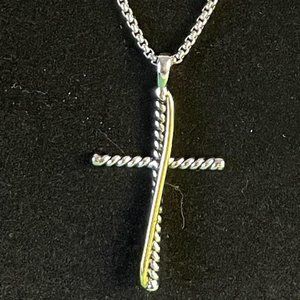 David Yurman Crossover Cross Pendant in Sterling Silver with 18K Yellow Gold